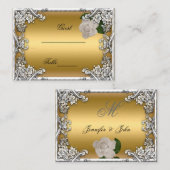 Wedding Place Cards Gold Cream Roos Silver White Plaatskaartje (Voorkant / Achterkant)