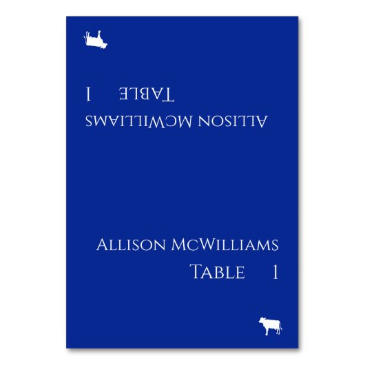 Wedding Place cards-Meat Icon-Blue and White- Kaart (Voorkant)