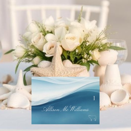 Wedding Place Cards Meat Icon-Serene Blue Kaart