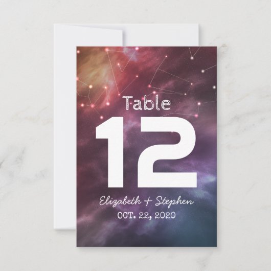 Wedding Place Table Number Galaxy Constellations Kaart (Voorkant)