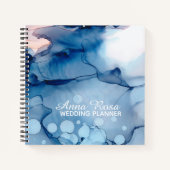 *~* Wedding Planner Abstract Blue Artistic Chic Notitieboek (Voorkant)
