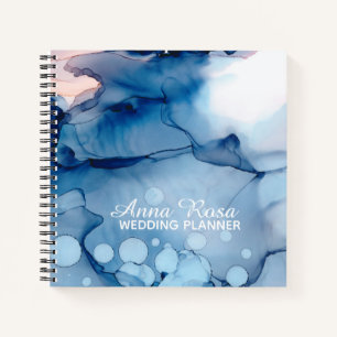 *~* Wedding Planner Abstract Blue Artistic Chic Notitieboek