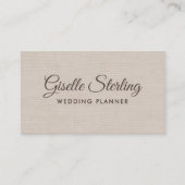 Wedding Planner Beige Linen Modern Elegant QR Code Visitekaartje (Voorkant)