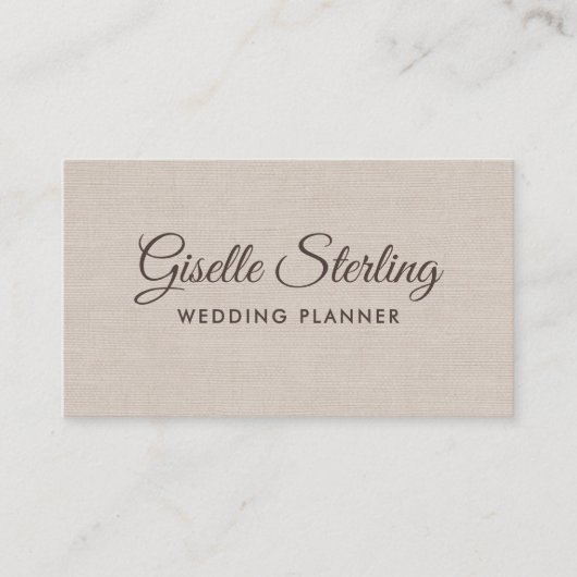 Wedding Planner Beige Linen Modern Elegant QR Code Visitekaartje (Voorkant)