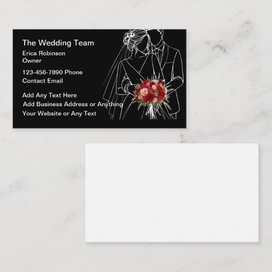 Wedding Planner Bride Groom Flowers Theme Visitekaartje (Voorkant / Achterkant)