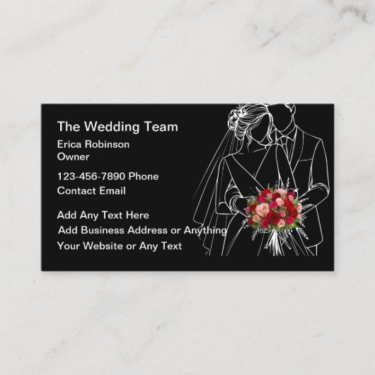 Wedding Planner Bride Groom Flowers Theme Visitekaartje (Voorkant)