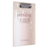 Wedding Planner Chic Girly Pink Glitter Naam Klembord (Rechts)
