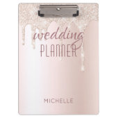 Wedding Planner Chic Girly Pink Glitter Naam Klembord (Voorkant)