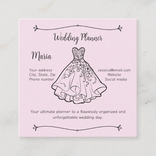 Wedding Planner Coördinator Vierkante Visitekaartje (Voorkant)