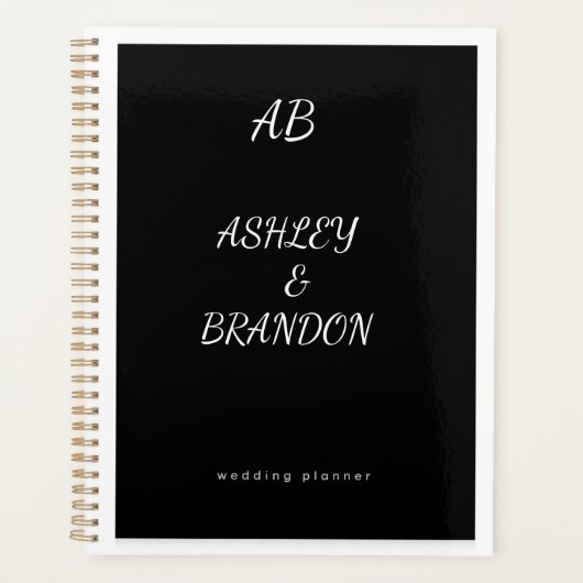 Wedding Planner Cover Black  Personalized Noteboo (Voorkant)