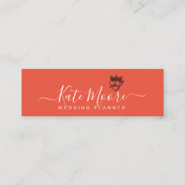 Wedding Planner Crown Hearts Rood Sinaasappel Mini Visitekaartje