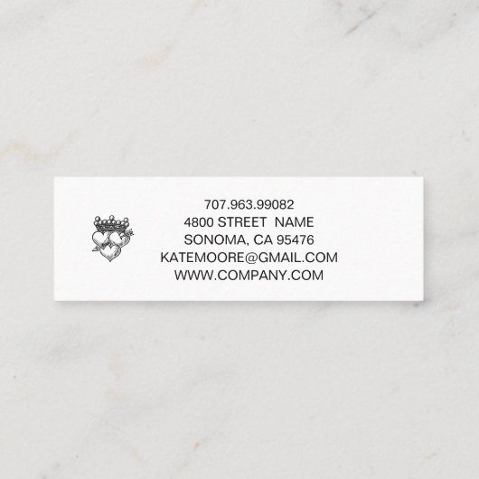 Wedding Planner Crown Hearts Rood Sinaasappel Mini Visitekaartje (Achterkant)