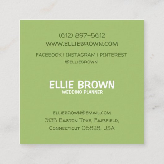Wedding Planner, Florist Vierkante Visitekaartje (Achterkant)