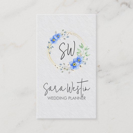 Wedding Planner Flower Floral Monogram Business Ca Visitekaartje (Voorkant)