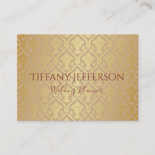 Wedding Planner Gold Damask Visitekaartje (Voorkant)