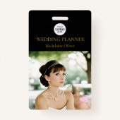 Wedding Planner ID Foto Zwart QR Code Logo Badge (Voorkant)