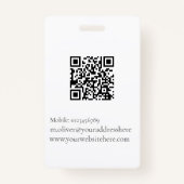 Wedding Planner ID Foto Zwart QR Code Logo Badge (Achterkant)