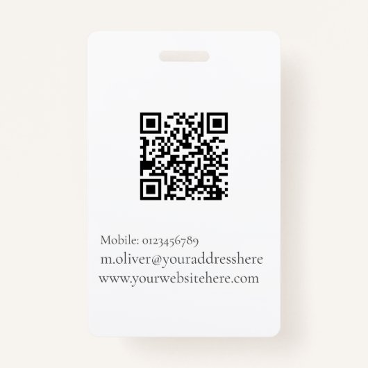 Wedding Planner ID Foto Zwart QR Code Logo Badge (Achterkant)