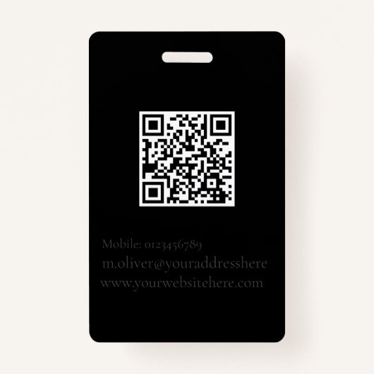 Wedding Planner ID Foto Zwart QR Code Logo Badge (Achterkant)