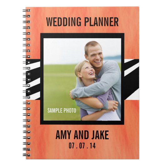 Wedding Planner-laptop Foto-Zebra Oranje Notitieboek (Voorkant)