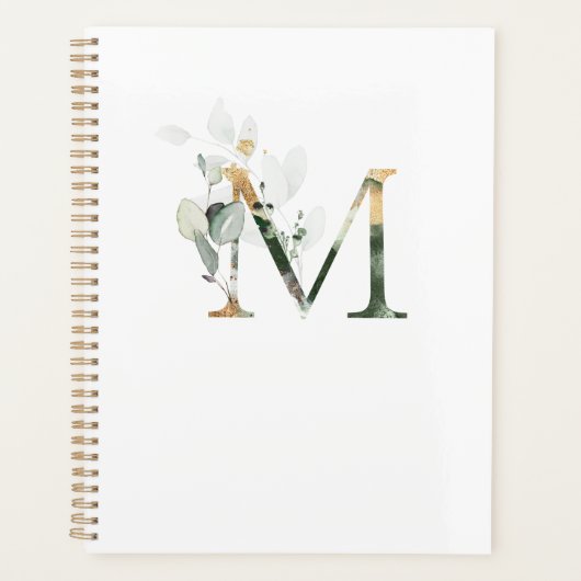 Wedding Planner Monogram M Elegant Greenery (Voorkant)