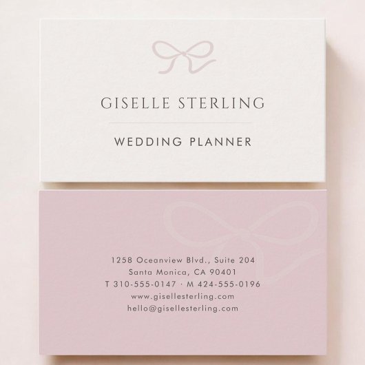 Wedding Planner Pink Bow Visitekaartje