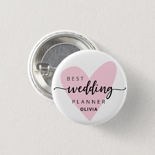 Wedding Planner Roze Ronde Button 3,2 Cm (Voorkant /achterkant)