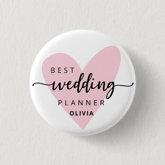 Wedding Planner Roze Ronde Button 3,2 Cm (Voorkant)