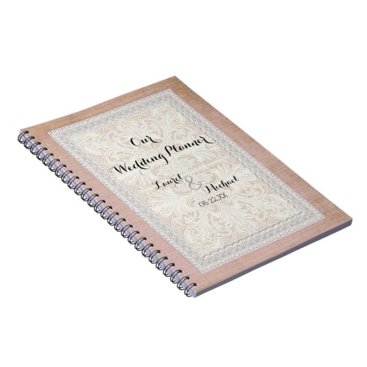 Wedding Planner Rustic Lace w Aged  Linen Notitieboek (Rechterzijde)