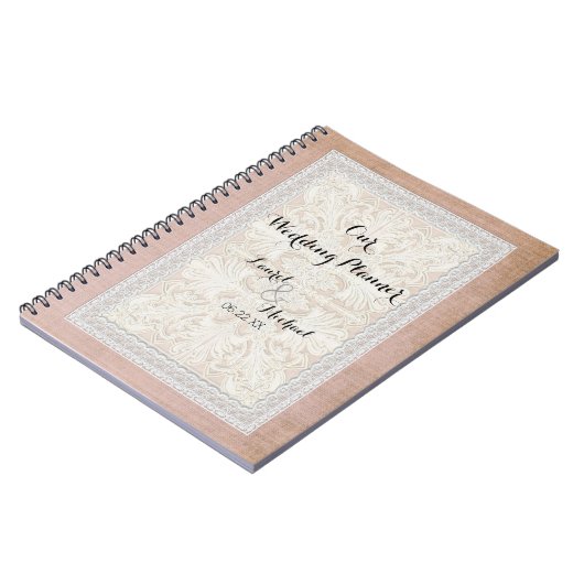 Wedding Planner Rustic Lace w Aged  Linen Notitieboek (Linkerzijde)