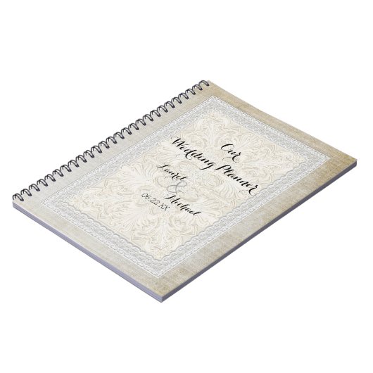Wedding Planner Rustic Lace w Aged  Linen Notitieboek (Linkerzijde)