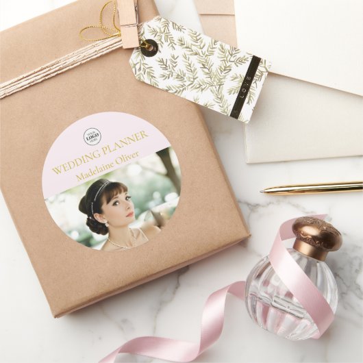 Wedding Planner Spa Foto Roze Ronde Sticker (Geschenken)