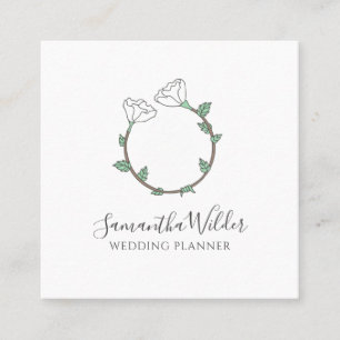 Wedding Planner Witte Bloem Trouwring Logo Vierkante Visitekaartje