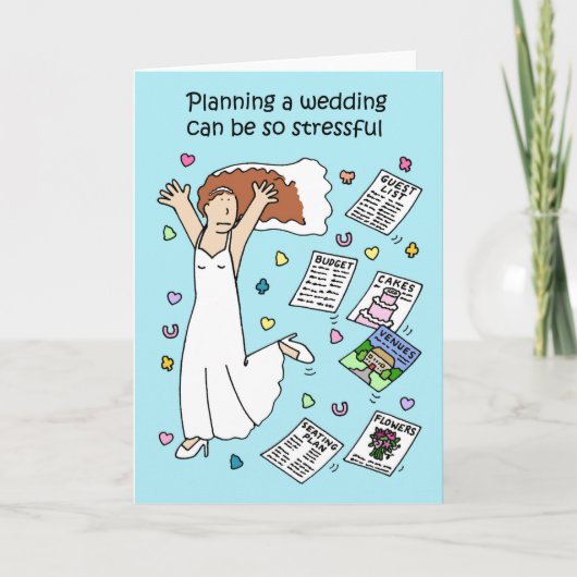 Wedding Planning Stress Bruids Cartoon Kaart (Voorkant)