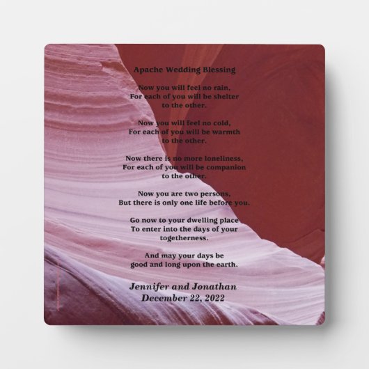Wedding Plaque Apache Blessing voelt geen regen Fotoplaat (Voorkant)