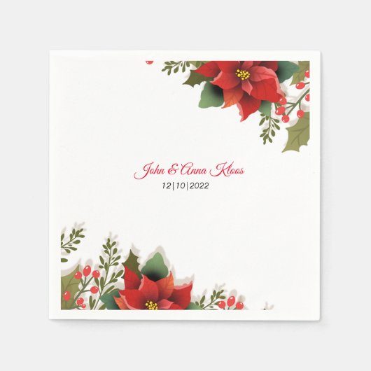 Wedding Poinsettia Napkins Servet (Voorkant)