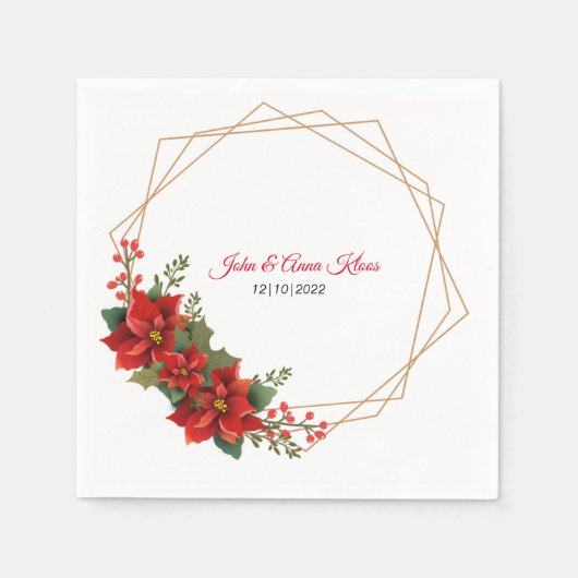 Wedding Poinsettia Napkins Servet (Voorkant)