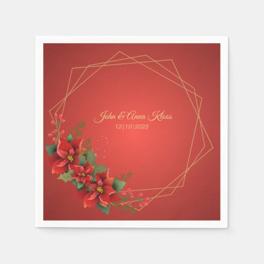 Wedding Poinsettia Napkins Servet (Voorkant)