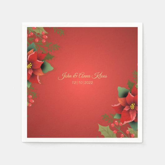 Wedding Poinsettia Napkins Servet (Voorkant)