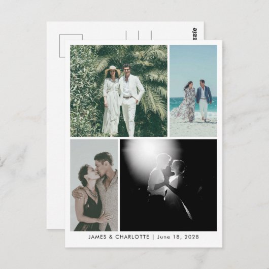 Wedding Postcard Guestbook Custom 4 Photo Template Briefkaart (Voorkant / Achterkant)