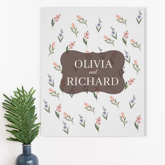 Wedding Poster with Romantic Botanical Pattern