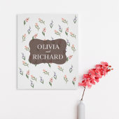 Wedding Poster with Romantic Botanical Pattern