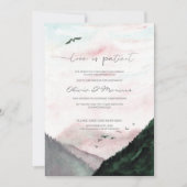 WEDDING Postponed Announounance Waterverf Mountain Kaart (Voorkant)