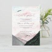 WEDDING Postponed Announounance Waterverf Mountain Kaart (Staand voorkant)