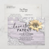 Wedding Postponement Love is Patiënte Sunflower Aankondigingskaart (Voorkant / Achterkant)