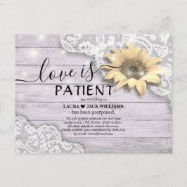 Wedding Postponement Love is Patiënte Sunflower Aankondigingskaart
