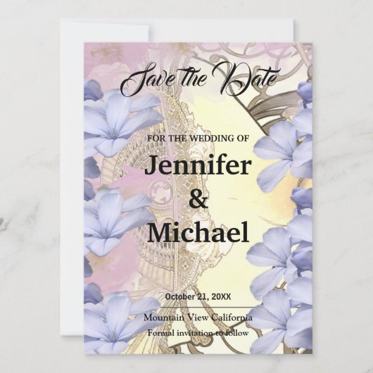 Wedding Professional Classical Floral Save The Date (Voorkant)