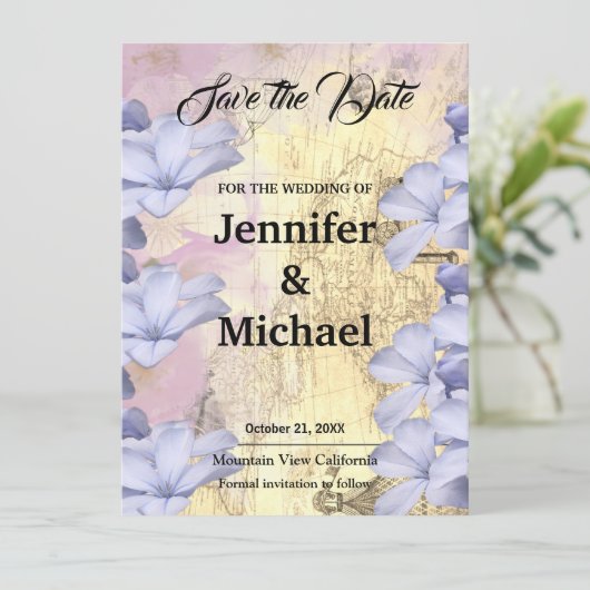 Wedding Professional Classical Floral Save The Date (Staand voorkant)