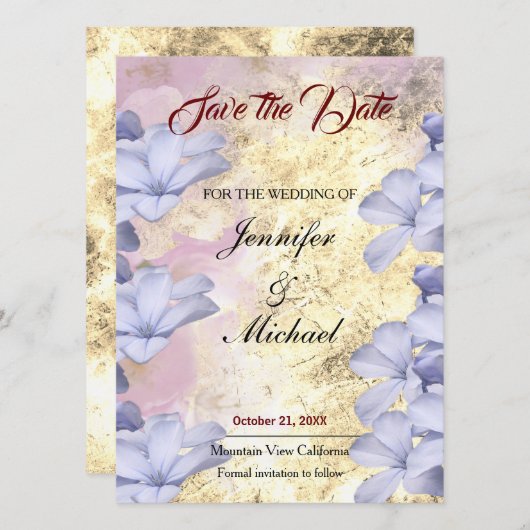 Wedding Professional Classical Floral Save The Date (Voorkant / Achterkant)