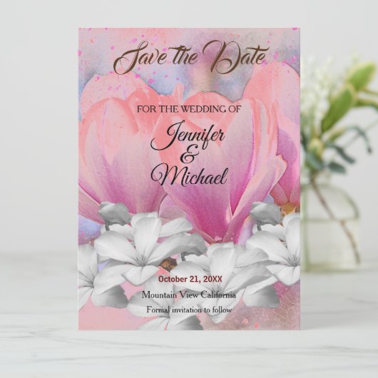 Wedding Professional Classical Floral Save The Date (Staand voorkant)